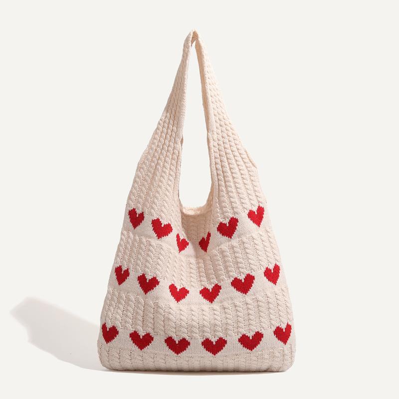 Bags |  Womens Heart Pattern Braided Tote Bag Accessories Bags