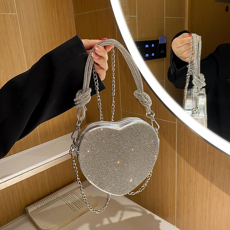 Bags |  Womens Rhinestone Heart-Shaped Clutch Bag Accessories Bags