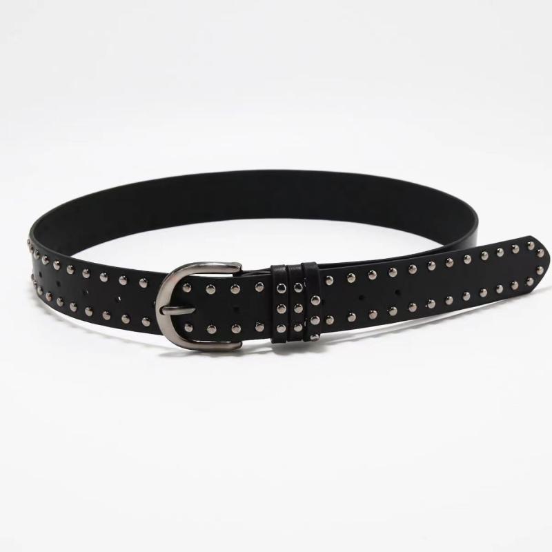 Belts & Chain |  Womens Rivet Decor Double Buckle Belt Accessories Belts & Chain