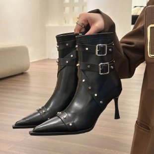 Boots |  Womens Buckle Pointed Toe Stiletto Ankle Boots Boots Boots