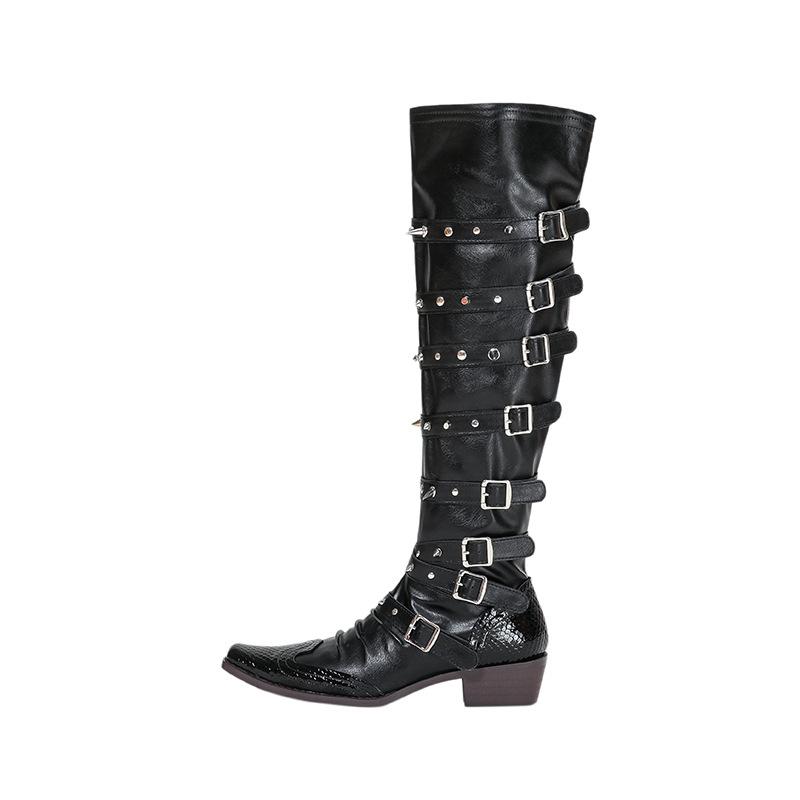 Boots |  Womens Denim Buckle Tigh-High Boots Boots Boots