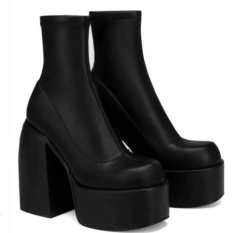 Boots |  Womens Faux Leather Chunky Heeled Ankle Boots Boots Black