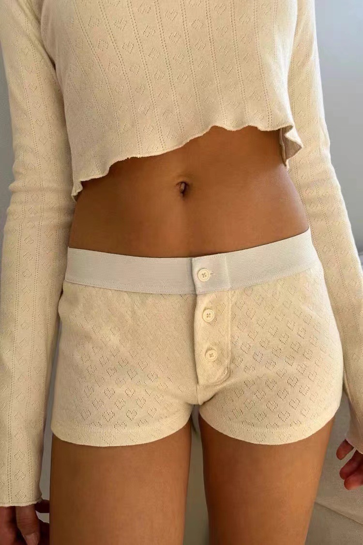 Bottoms |  Womens Broderie Anglaise 100% Cotton Low Rise Solid Micro Shorts Bottoms Bottoms