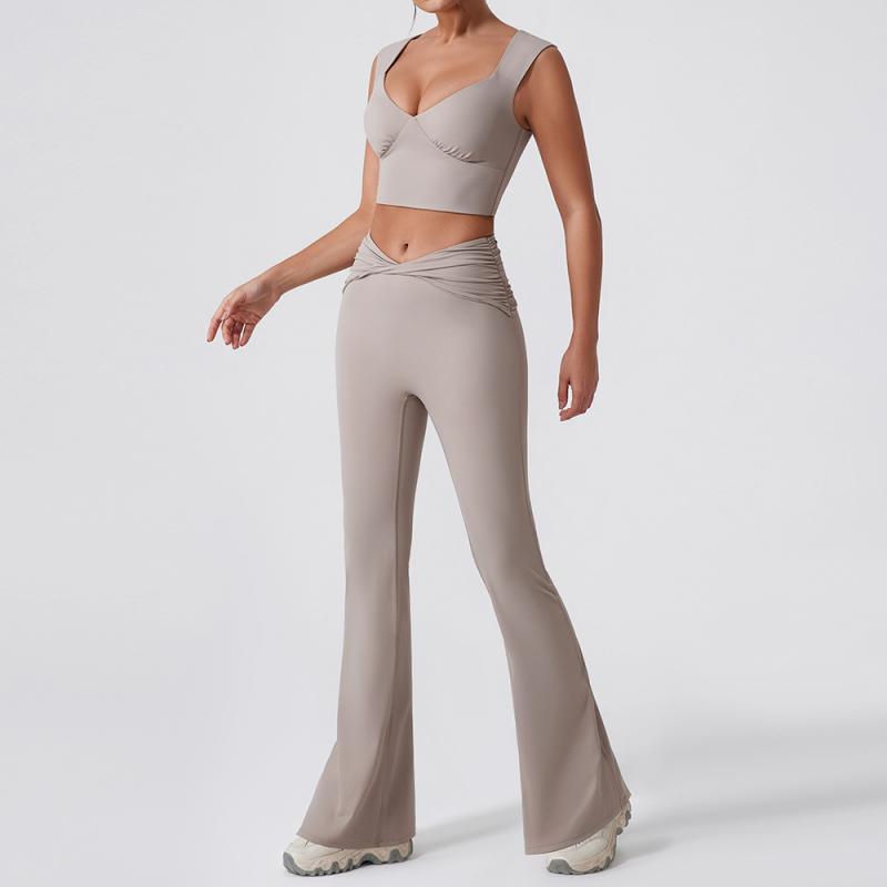 Bottoms |  Womens Ciderairy™ Low Rise Solid Ruched Flared Leggings Bottoms Bottoms