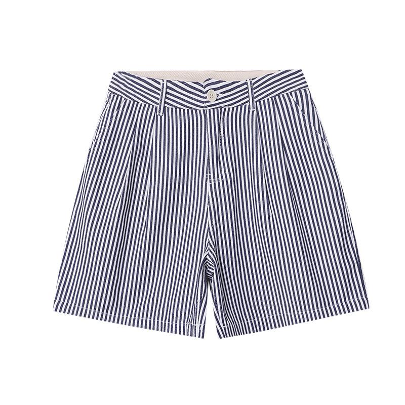 Bottoms |  Womens Cotton-Blend Mid Rise Striped Pocket Shorts Bottoms Bottoms