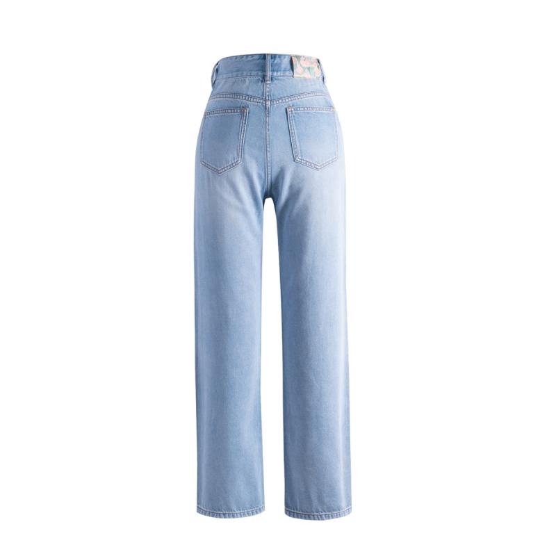 Bottoms |  Womens Denim Butterfly Straight Leg Jeans Bottoms Bottoms