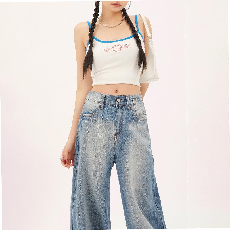 Bottoms |  Womens Denim Mid Rise Baggy Wide Leg Jeans Bottoms Bottoms