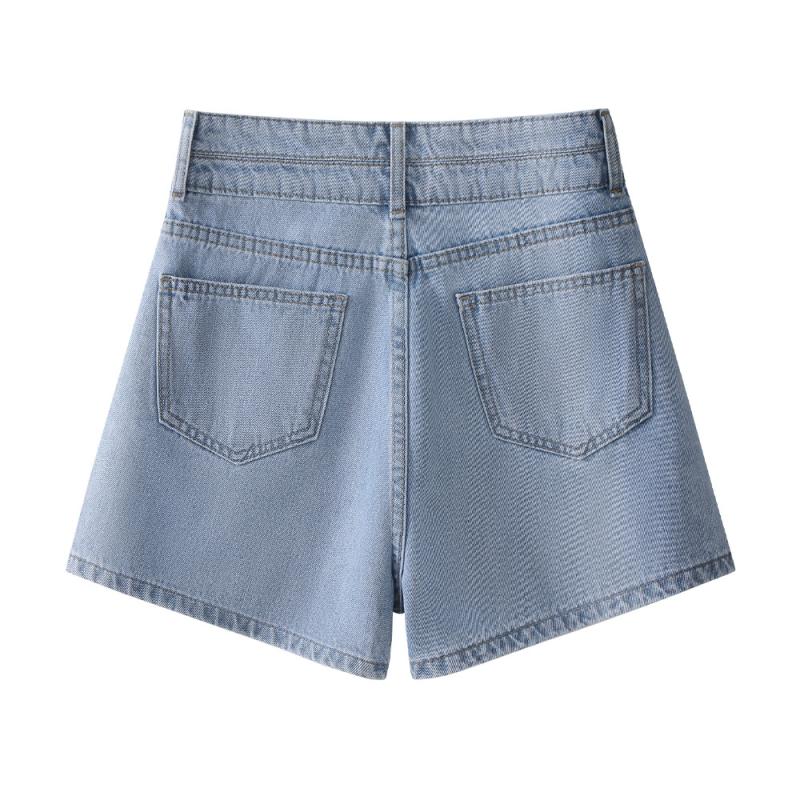 Bottoms |  Womens Denim Mid Rise Solid Ripped Straight Leg Shorts Bottoms Bottoms