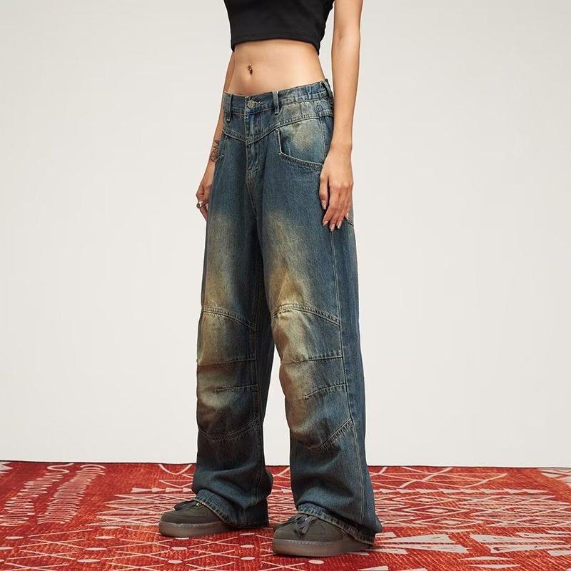 Bottoms |  Womens Denim Mid Rise Solid Washed Wide Leg Jeans Bottoms Blue