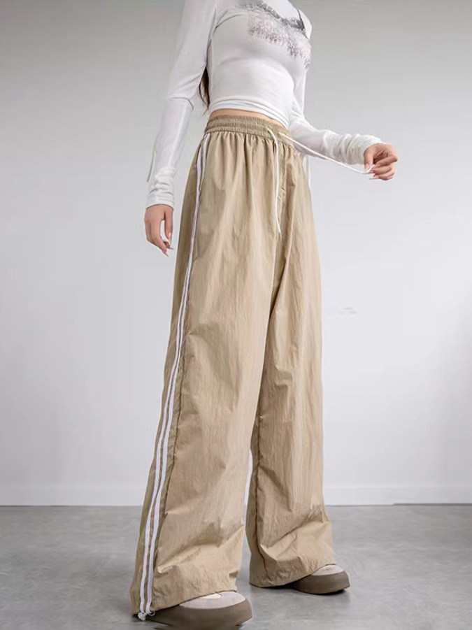 Bottoms |  Womens Low Rise Knotted Side Striped Wide Leg Trousers Bottoms Bottoms