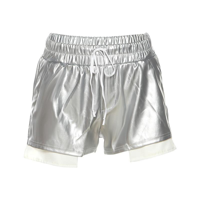 Bottoms |  Womens Metallic Mid Rise Solid Pocket Knotted Micro Shorts Bottoms Bottoms