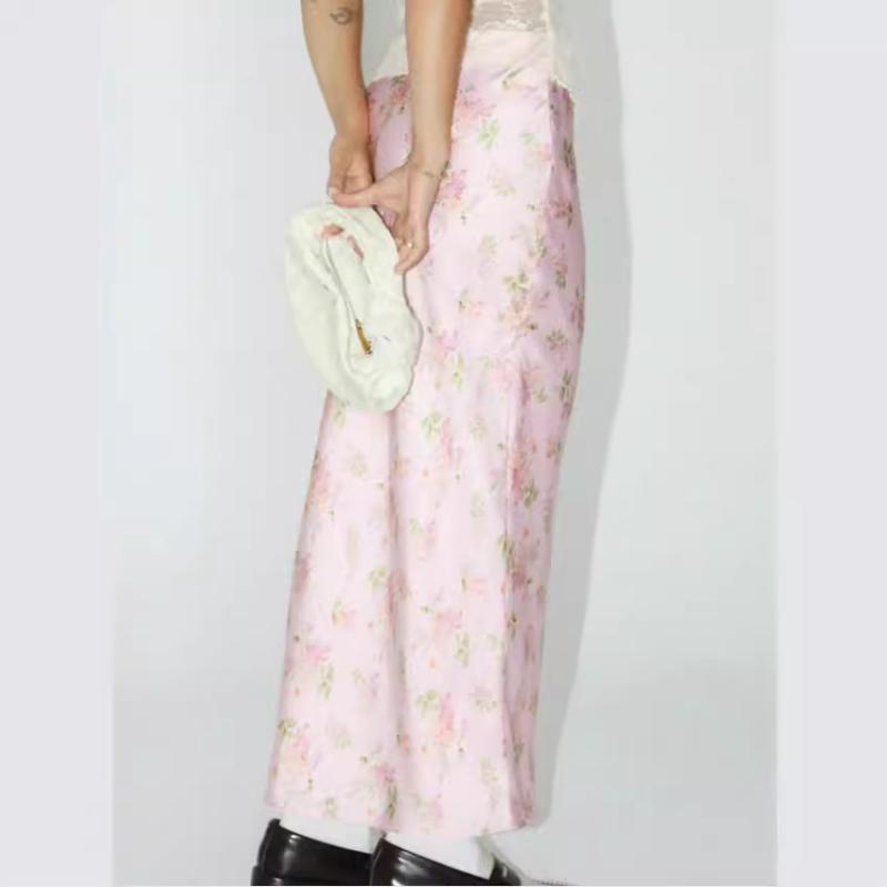 Bottoms |  Womens Mid Rise Floral Drawstring Maxi Skirt Bottoms Bottoms