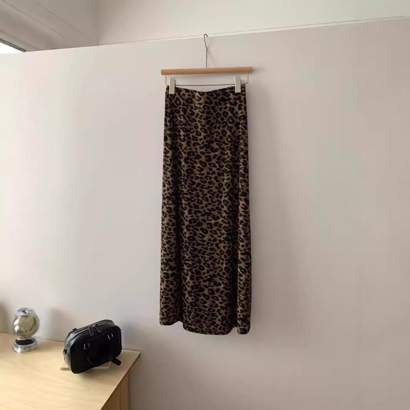 Bottoms |  Womens Mid Rise Leopard Ruffle Maxi Skirt Bottoms Bottoms