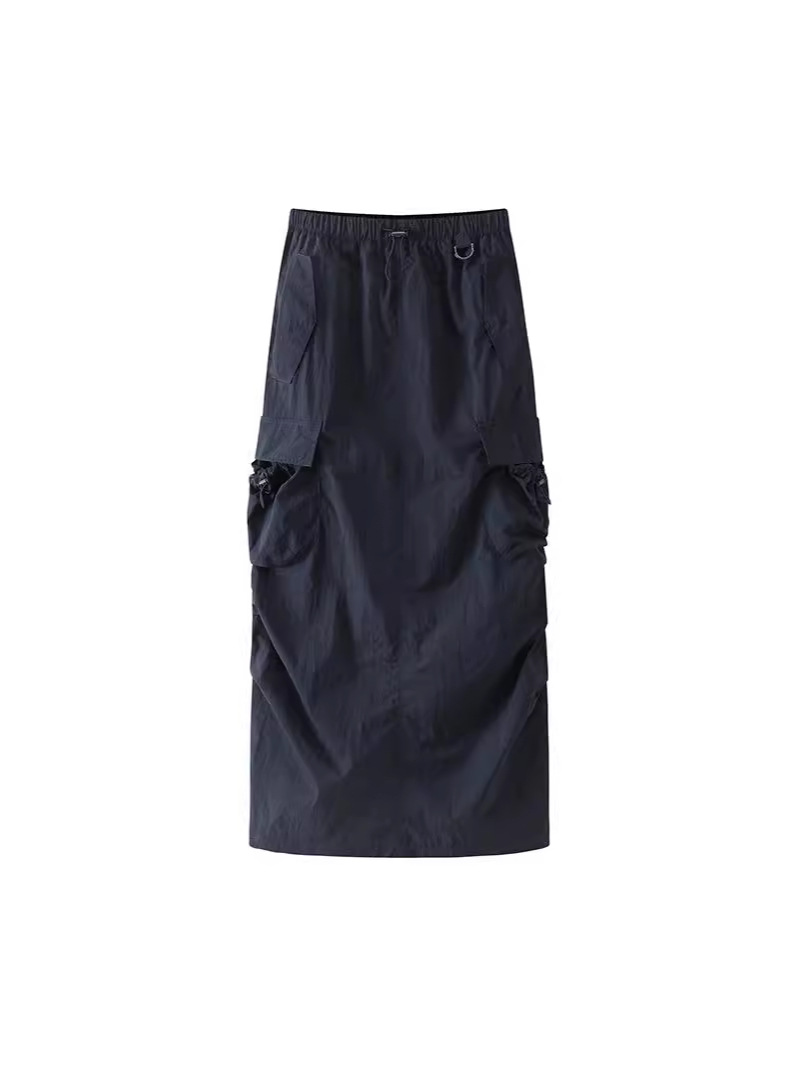 Bottoms |  Womens Mid Rise Solid Belted Cargo Maxi Skirt Bottoms Bottoms