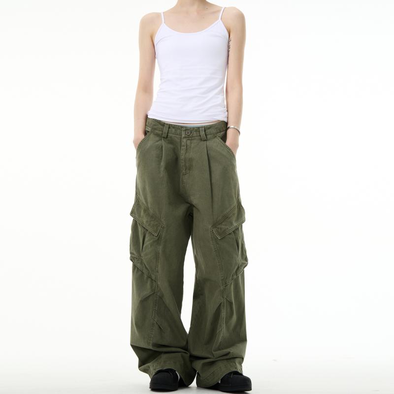 Bottoms |  Womens Mid Rise Solid Wide Leg Cargo Pants Bottoms Bottoms