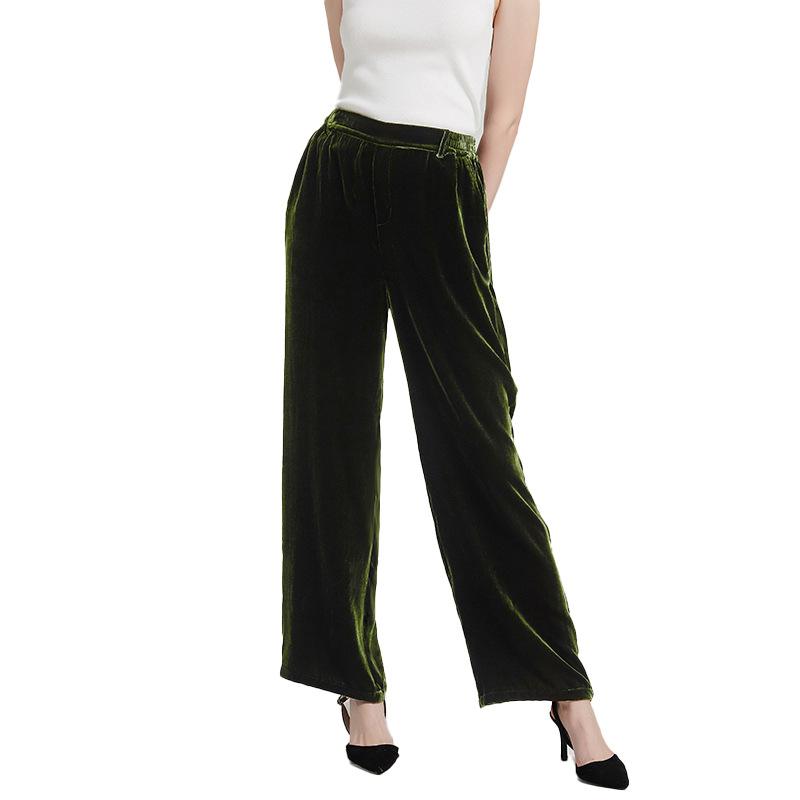 Bottoms |  Womens Velvet Mid Waist Pocket Wide Leg Trousers With Belt Bottoms Bottoms