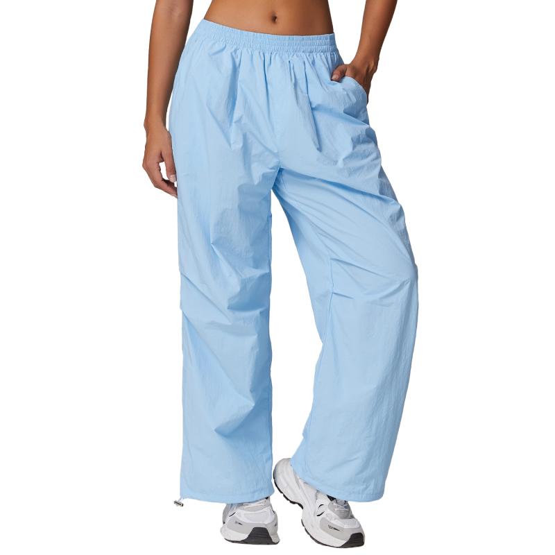 Bottoms |  Womens Woven Low Rise Knotted Wide Leg Trousers Bottoms Blue