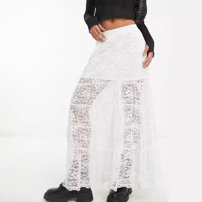 Bottoms |  Womens Woven Mid Rise Floral Ruffle Hem Maxi Skirt Bottoms Bottoms