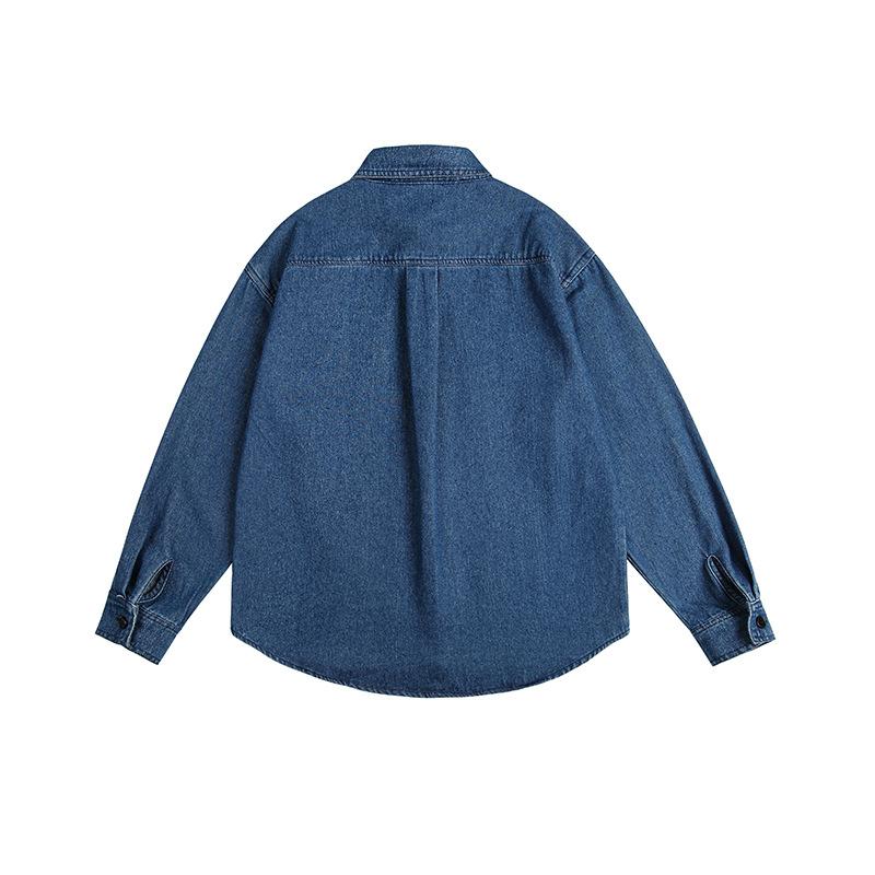 Denim |  Womens Denim Collar Solid Button Pocket Oversized Top Clothing Denim