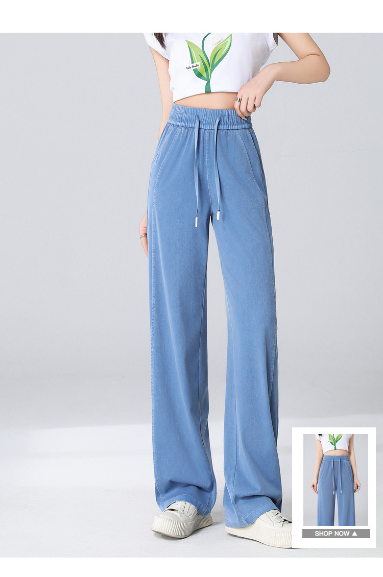 Denim |  Womens Denim High Rise Knotted Wide Leg Jeans Clothing Baby Blue