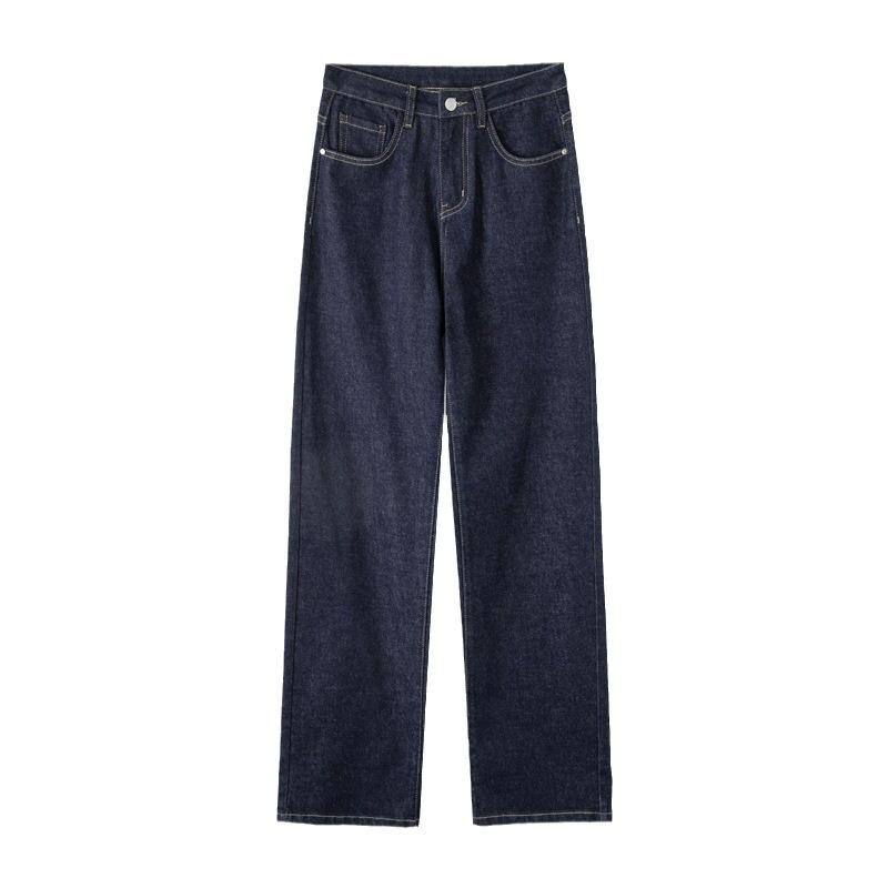 Denim |  Womens Denim High Rise Solid Pocket Baggy Jeans Clothing Dark denim