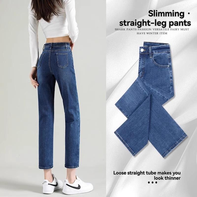 Denim |  Womens Denim Low Rise Solid Straight Leg Cropped Jeans Clothing Blue