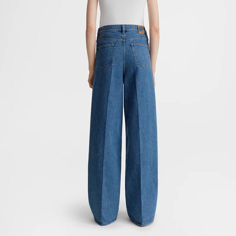 Denim |  Womens Denim Mid Rise Solid Cropped Barrel-Leg Jeans Clothing Denim