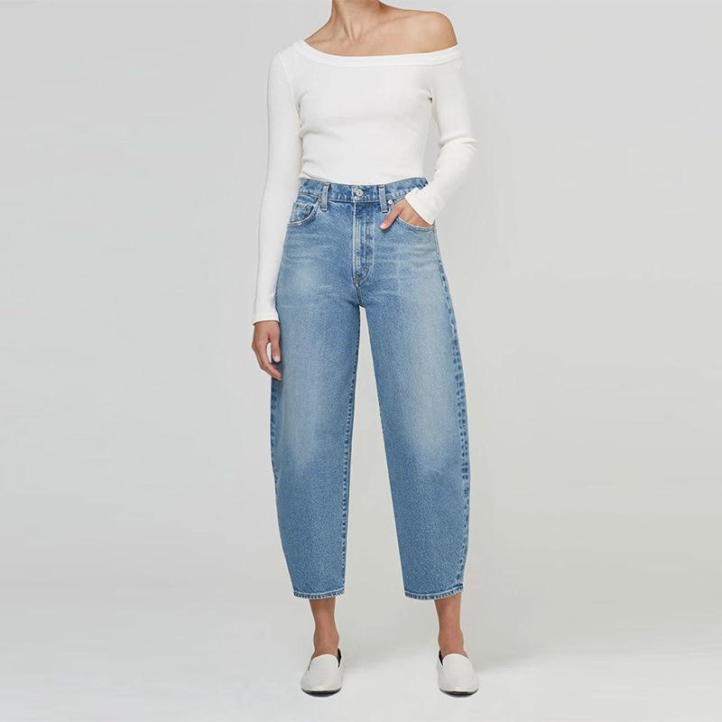 Denim |  Womens Denim Mid Rise Solid Pocket Cropped Jogger Jeans Clothing Denim