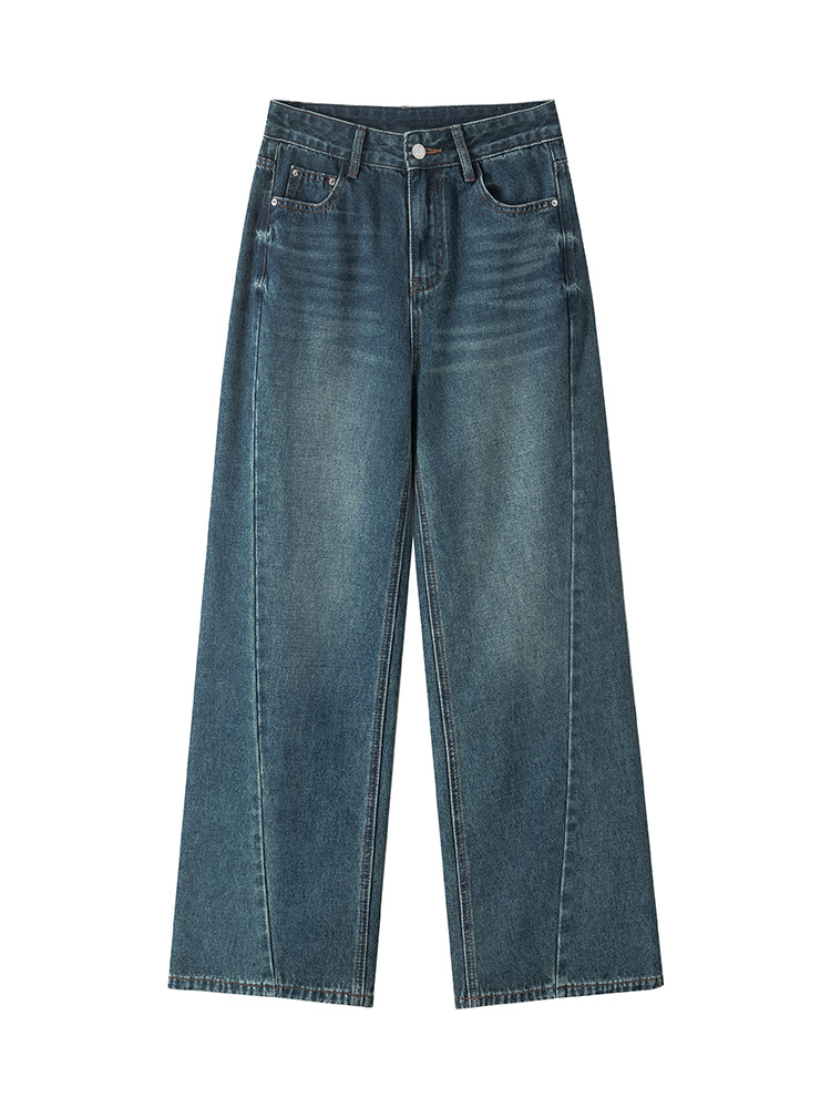 Denim |  Womens Denim Mid Rise Solid Pocket Wide Leg Jeans Clothing Dark denim