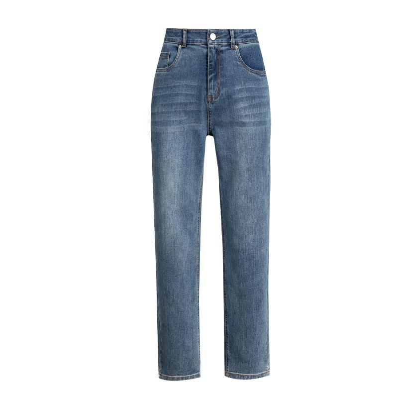 Denim |  Womens Denim Mid Rise Solid Straight Leg Jeans Clothing Blue