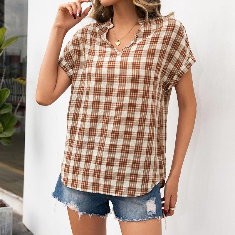 Dresses |  Womens Collar Checks Button Mini Dress Clothing Dresses