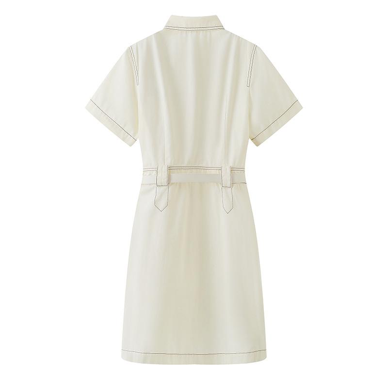 Dresses |  Womens Collar Wrap Buckle Mini Dress Clothing Beige