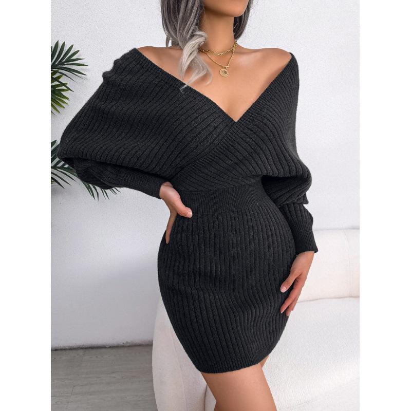 Dresses |  Womens Knit Off-Shoulder Wrap Lace Split Midi Dress Clothing Dresses