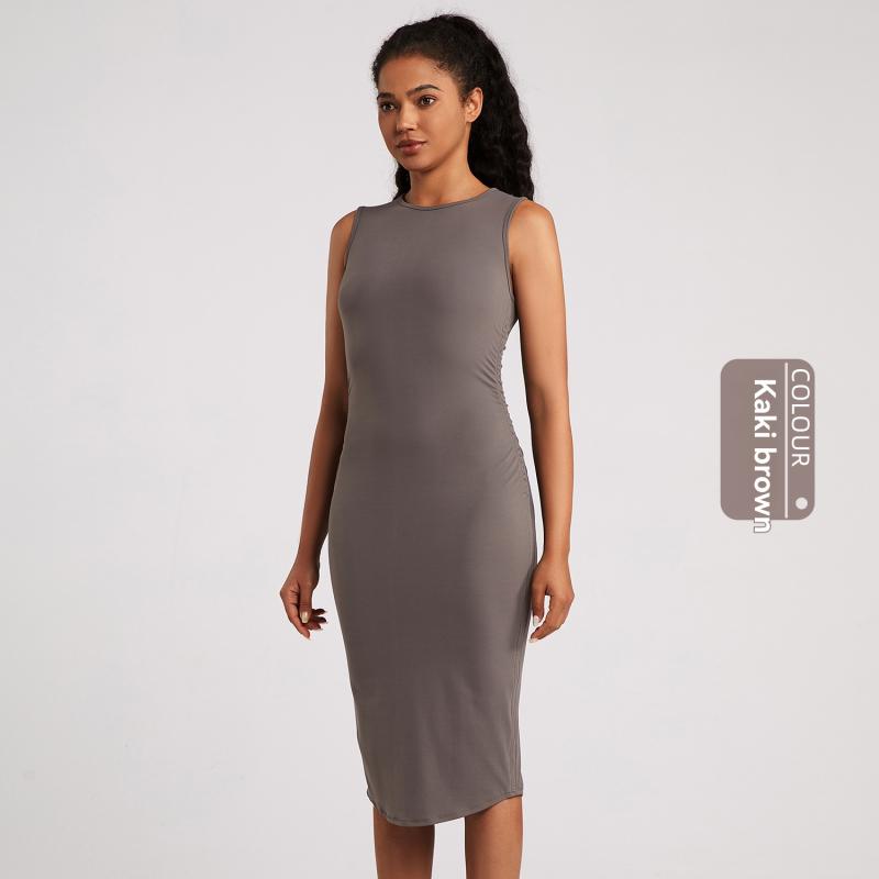 Dresses |  Womens Square Neck Ruched Sleeveless Midi Dress Clothing Dresses