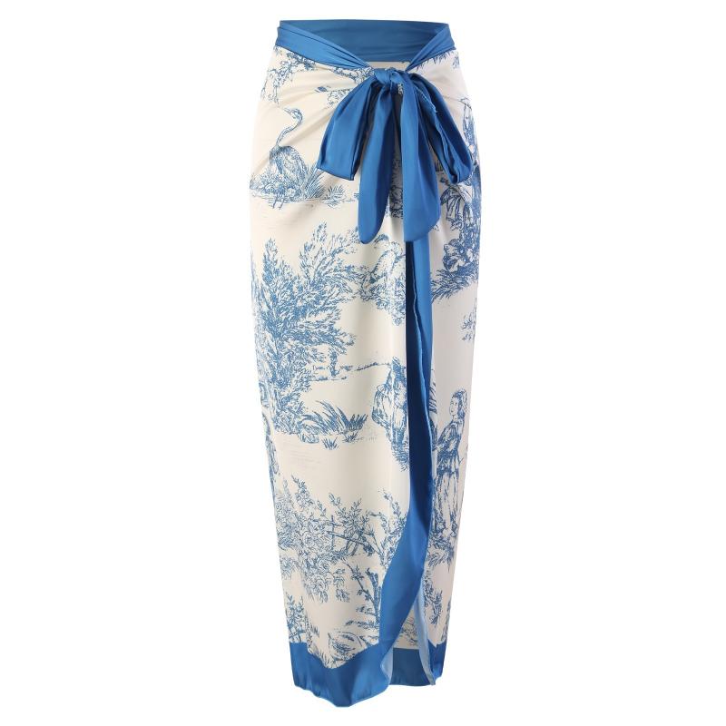 Dresses |  Womens Toile De Jouy Ruched Split Maxi Dress Clothing Blue