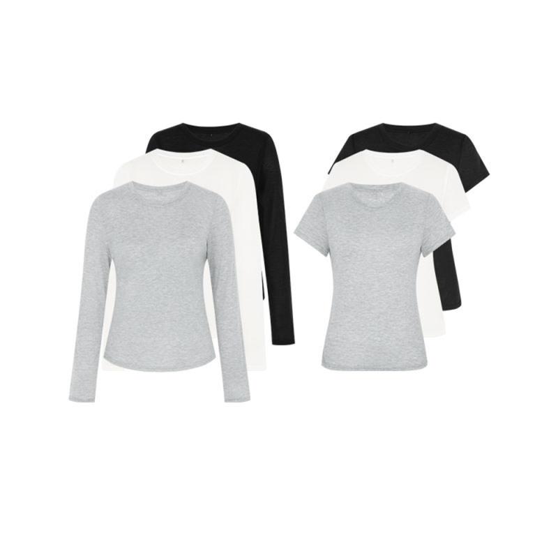 Essentials |  Womens Camiseta De Manga Larga De Jersey Sólido Con Cuello En V Clothing Essentials