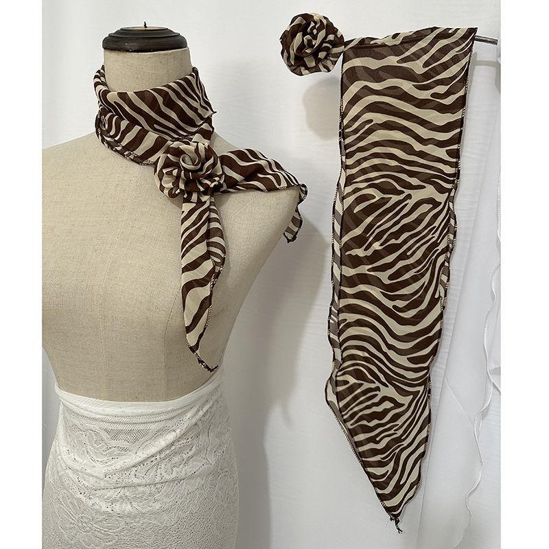 Gloves & Scarves |  Womens Leopard Print Rose Scarf Accessories Beige