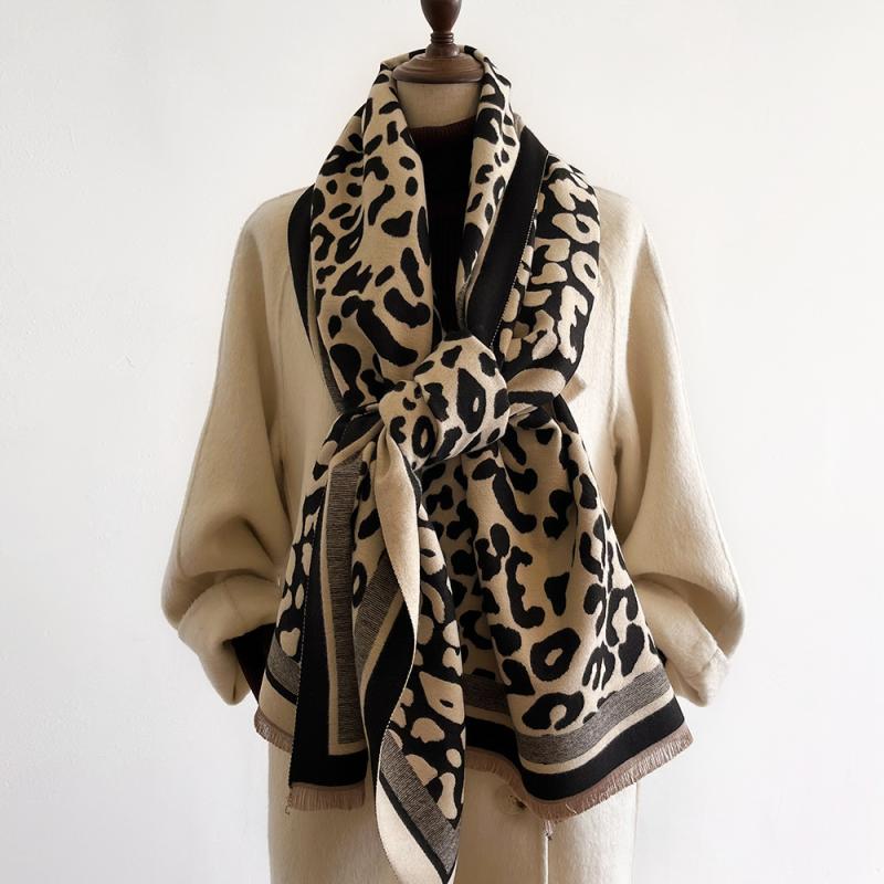 Gloves & Scarves |  Womens Leopard Print Tassel Warm Shawl Accessories Gloves & Scarves