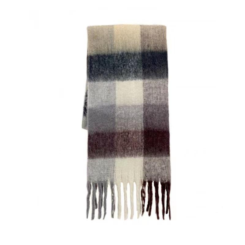 Gloves & Scarves |  Womens Plaid Tassel Scarf Accessories Black & White & Grey