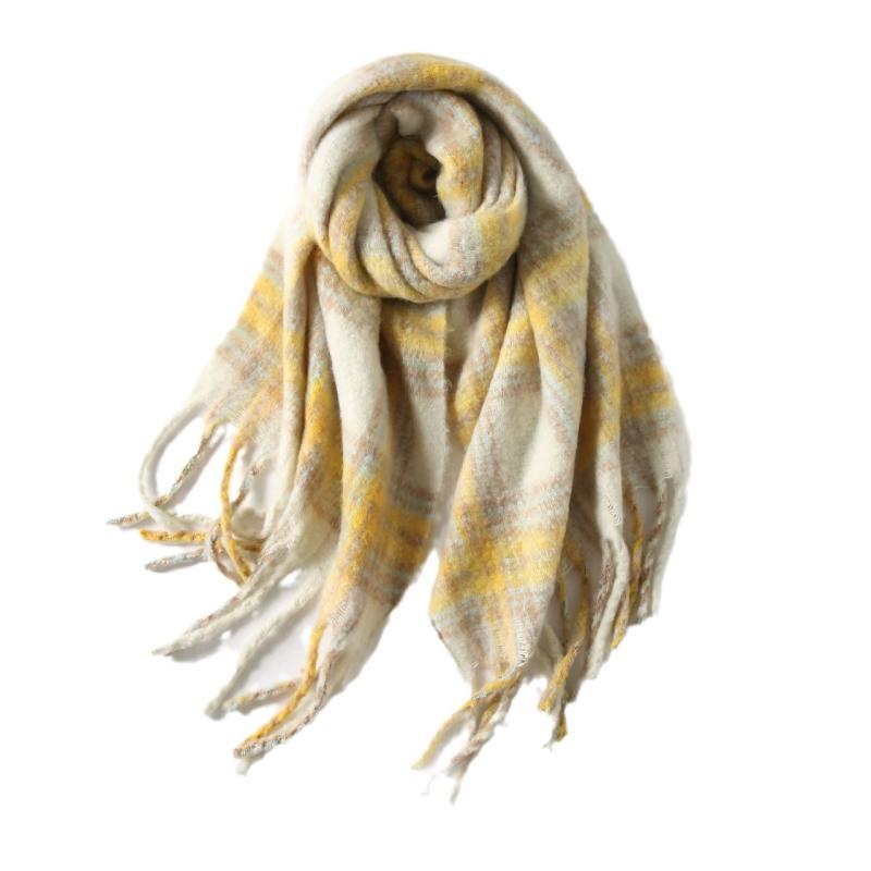 Gloves & Scarves |  Womens Plaid Tassel Scarf Accessories Beige