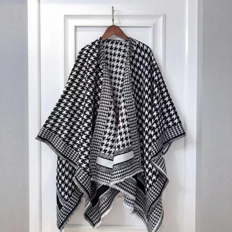 Gloves & Scarves |  Womens Winter Warm Houndstooth Pattern Shawl Accessories Black & White