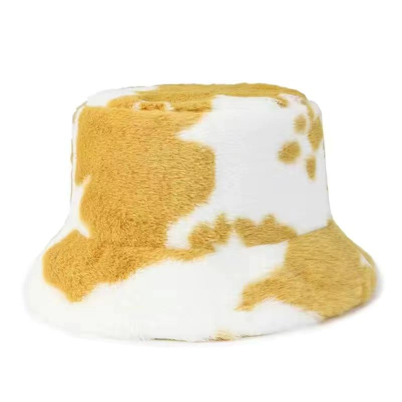 Hats |  Womens Cow Print Fuzzy Bucket Hat Accessories Hats