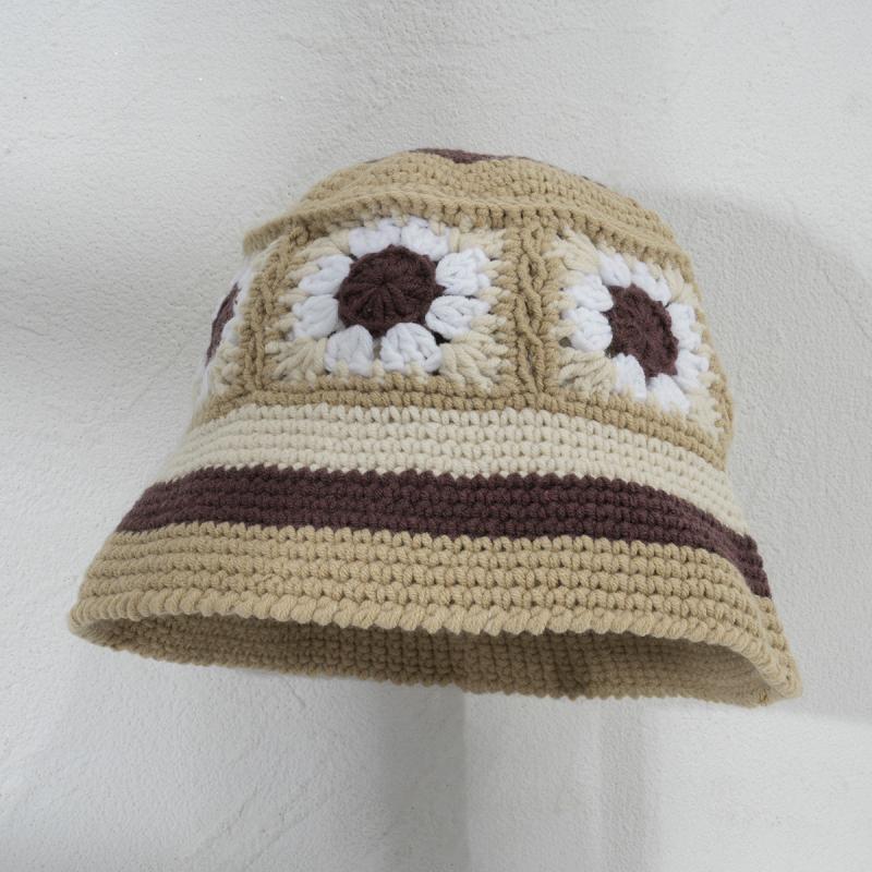 Hats |  Womens Floral Crochet Bucket Hat Accessories Brown