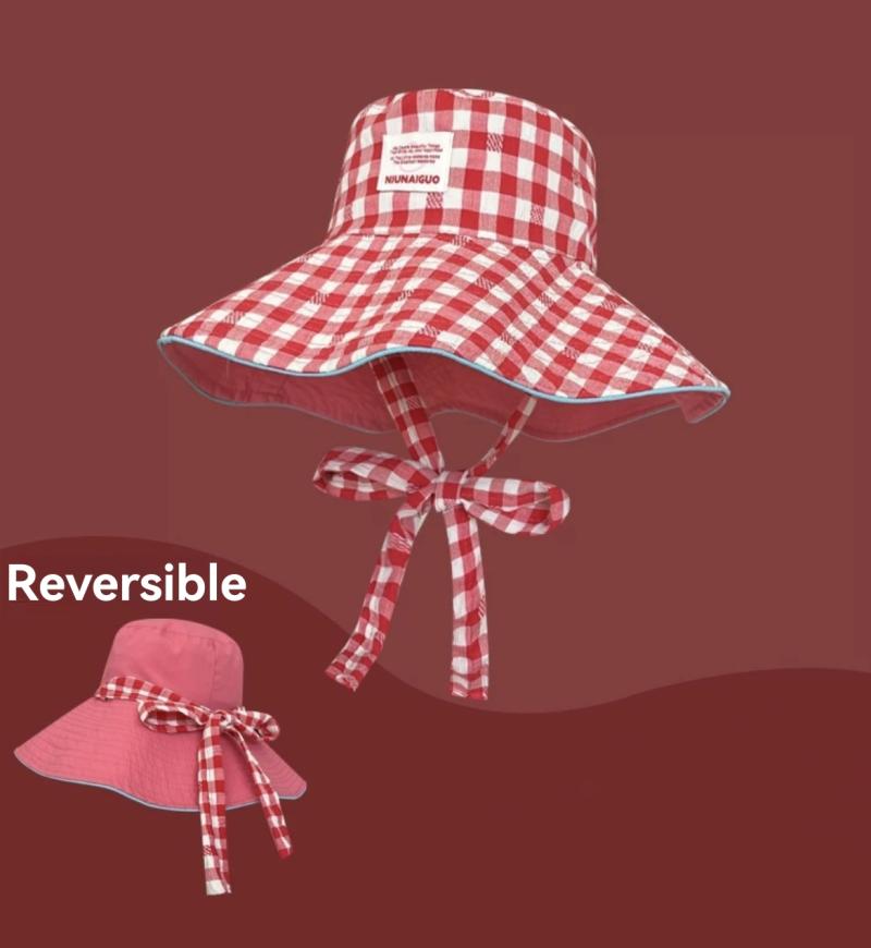 Hats |  Womens Gingham Bucket Hat With Strap Accessories Hats