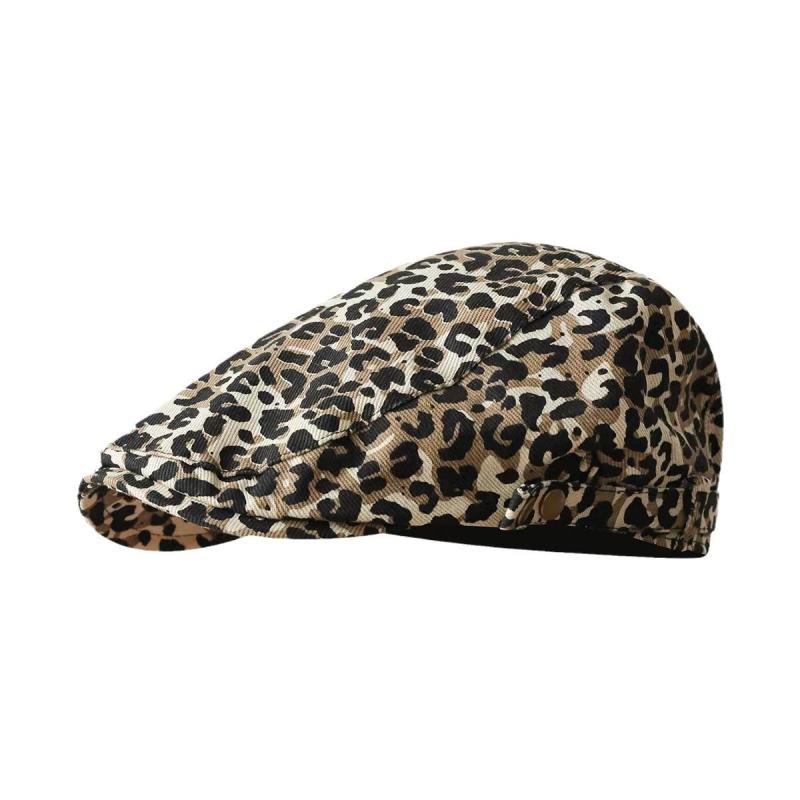 Hats |  Womens Leopard Print Newsboy Hat Accessories Brown