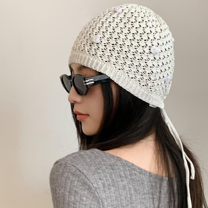 Hats |  Womens Rose Knitted Beanie Hat Accessories Hats