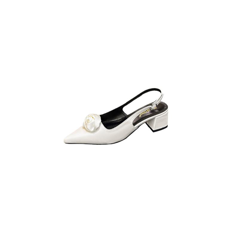 Heels |  Womens Rose Satin Slingback Heels Heels Black & White