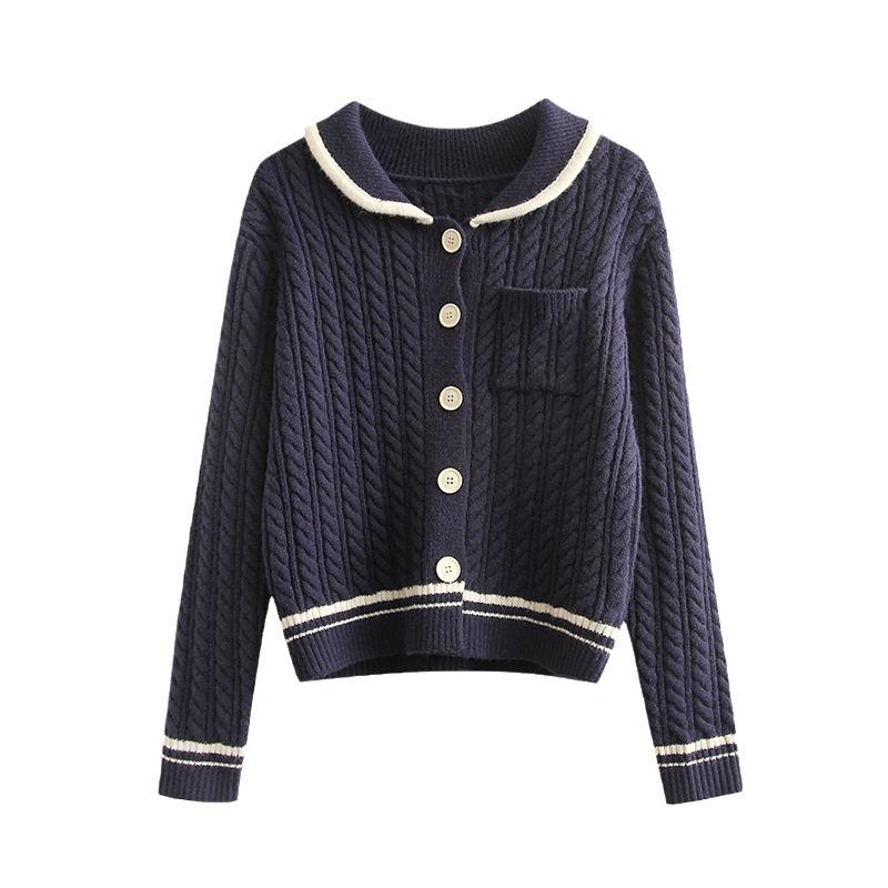 Knitwear |  Womens Cable Knit Round Neckline Contrasting Binding Cardigan Clothing Knitwear