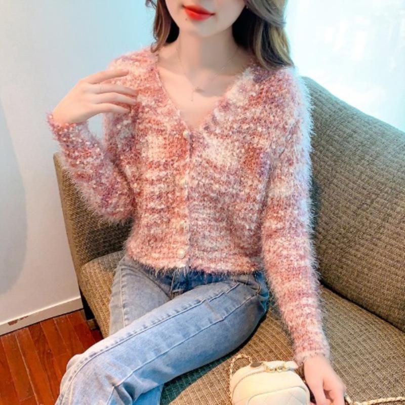 Knitwear |  Womens Glitter Faux Pearl Button Tassel Knitted Cardigan Clothing Carmine