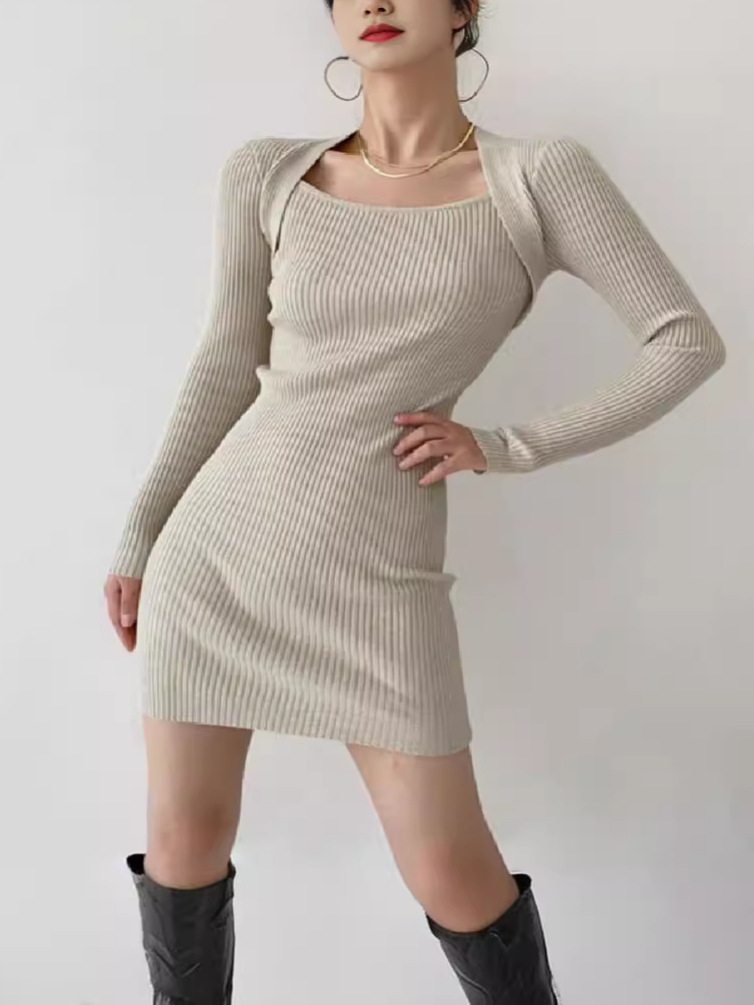 Knitwear |  Womens Knit Collar Button Mini Dress Clothing Grey